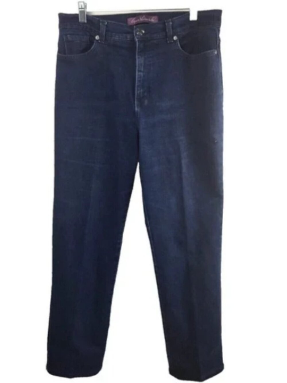 Gloria Vanderbilt Amanda Size 14 Dark Wash Blue Denim Jeans Cotton 34 x 29.5 in